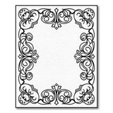 Ornate Floral Black White Border Rug