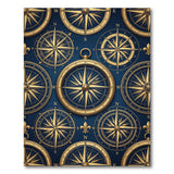 Vintage Gold Compass Navy Area Rug