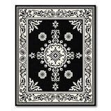 Traditional Persian Black and White Elegant Black White Persian Medallion Area Rug