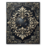 Ornate Cracked Orb Baroque Frame Area Rug