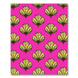 Hot Pink Yellow Fan Leaf Area Rug