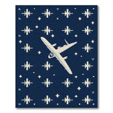 Navy Airplane Geometric Night Sky Rug