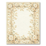 Elegant Cream Peony Border Area Rug