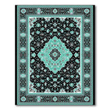 Teal Black Traditional Persian Medallion Rug