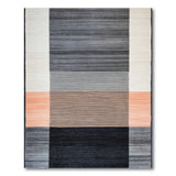 Modern Geometric Striped Area Rug Black Grey Coral