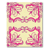 Pink Ornate Floral Scroll Area Rug