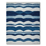 Blue Wavy Ocean Wave Area Rug