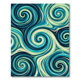 Hypnotic Swirl Blue Teal Abstract Area Rug
