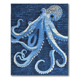 Stylized Blue Octopus Area Rug