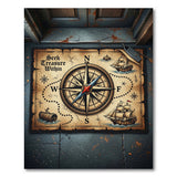 ODIKA Vintage Treasure Map Washable Area Rug - Non-Slip, Low Pile & Pet Friendly Home Decor