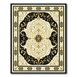 ODIKA Washable Black & Gold Ornate Traditional Area Rug, Low Pile Non-Slip