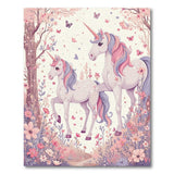 Magical Forest Unicorn Washable Area Rug - Pastel Pink Nursery Decor