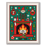 Festive Gnome Christmas Fireplace Area Rug