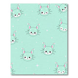 Playful Mint Green Kawaii Cat Pattern Area Rug