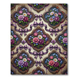 Ornate Purple Floral Framed Vintage Rug