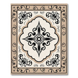 Elegant Beige Persian Area Rug with Ornate Black Motifs