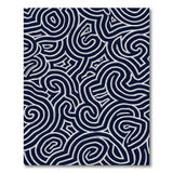 Black and White Navy Swirl Abstract Area Rug