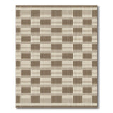 Brown Tan Geometric Grid Block Rug