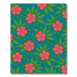 Pink Hibiscus Floral Teal Area Rug