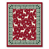 Red Festive Red Reindeer Snowflakes Area Rug
