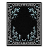Elegant Black Dragonfly Fern Border Rug