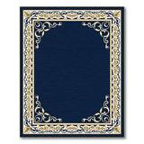 Blue and Teal Navy Blue Ornate Gold Border Area Rug