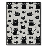 Spooky Black Cat Bats Pumpkins Area Rug