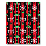 Festive Red Black Snowflake Stripe Area Rug