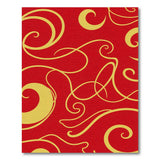 ODIKA Washable Red and Gold Scroll Area Rug - Low Pile Non-Slip Rug for Living Room, Pet & Kid Friendly