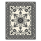 Traditional Persian Black White Persian Medallion Area Rug