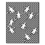 Whimsical Stick Figures Geometric Grid Rug