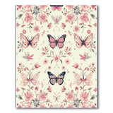 Pink Butterfly Floral Embroidered Area Rug