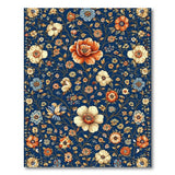 Navy Vintage Floral Chintz Area Rug