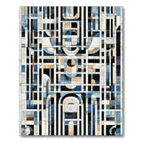 Modern Blue Geometric Arch Area Rug