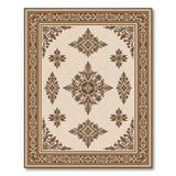 Ornate Beige Persian Area Rug with Brown Motifs