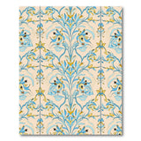 ODIKA Art Nouveau Washable Rug - Blue and Yellow Floral Low Pile Non-Slip Area Rug
