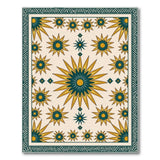 Teal Gold Sunburst Tribal Area Rug