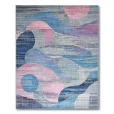 Abstract Wavy Blue Pink Grey Area Rug