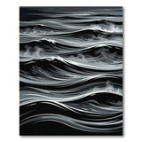 Misty Ocean Waves Black White Area Rug