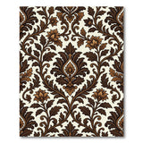 Brown and Tan Elegant Brown Floral Damask Area Rug