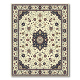 Ivory Traditional Persian Rug with Navy Medallion