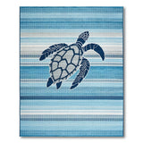 Sea Turtle Striped Blue Area Rug