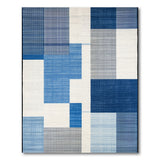 Blue Geometric Block Area Rug