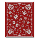 Red Poinsettia Floral Vintage Area Rug