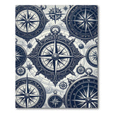 Blue and Teal Vintage Nautical Compass Rose Area Rug