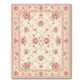 Pink Vintage Pink Rose Floral Cream Area Rug