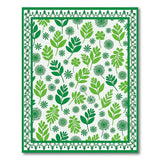 Vibrant Green Leaf Floral Area Rug