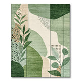 Abstract Green Leaf Silhouette Rug