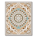 Ornate Teal Mandala Beige Persian Rug