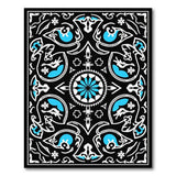 Teal Evil Eye Motif Black Persian Area Rug